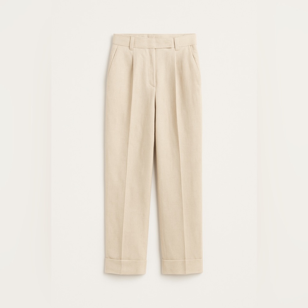J. CREW Cuffed Linen Pants Ivory Size 0 100% Linen